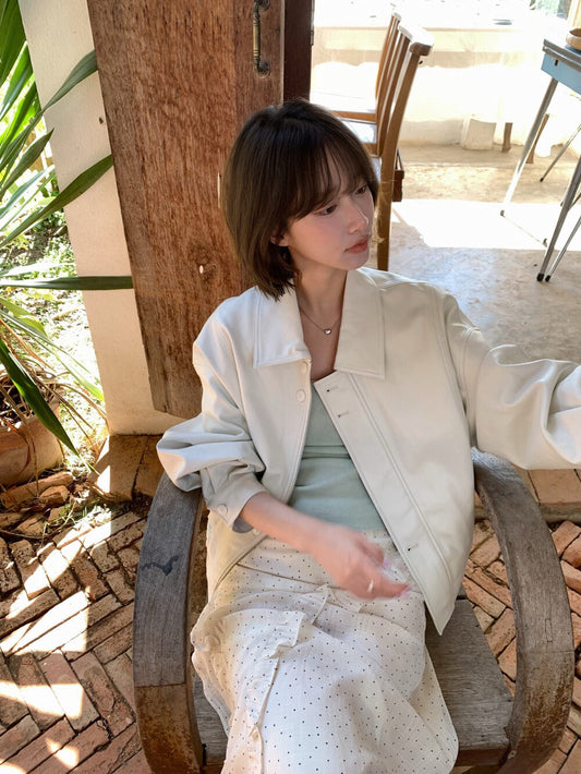 // 簡約氣質啞光彷皮外套￼