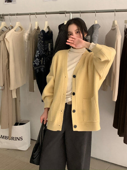 // 慵懶重磅靚色V領中長CD