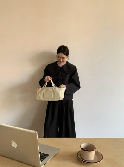 // 100%wool超韓大娃娃領手工外套(連袋仔)