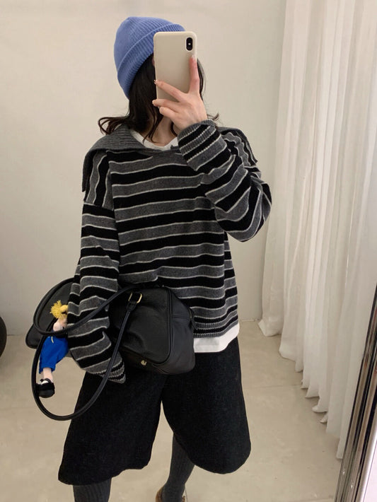 // 100%羊毛可拆領子柔軟間條NT