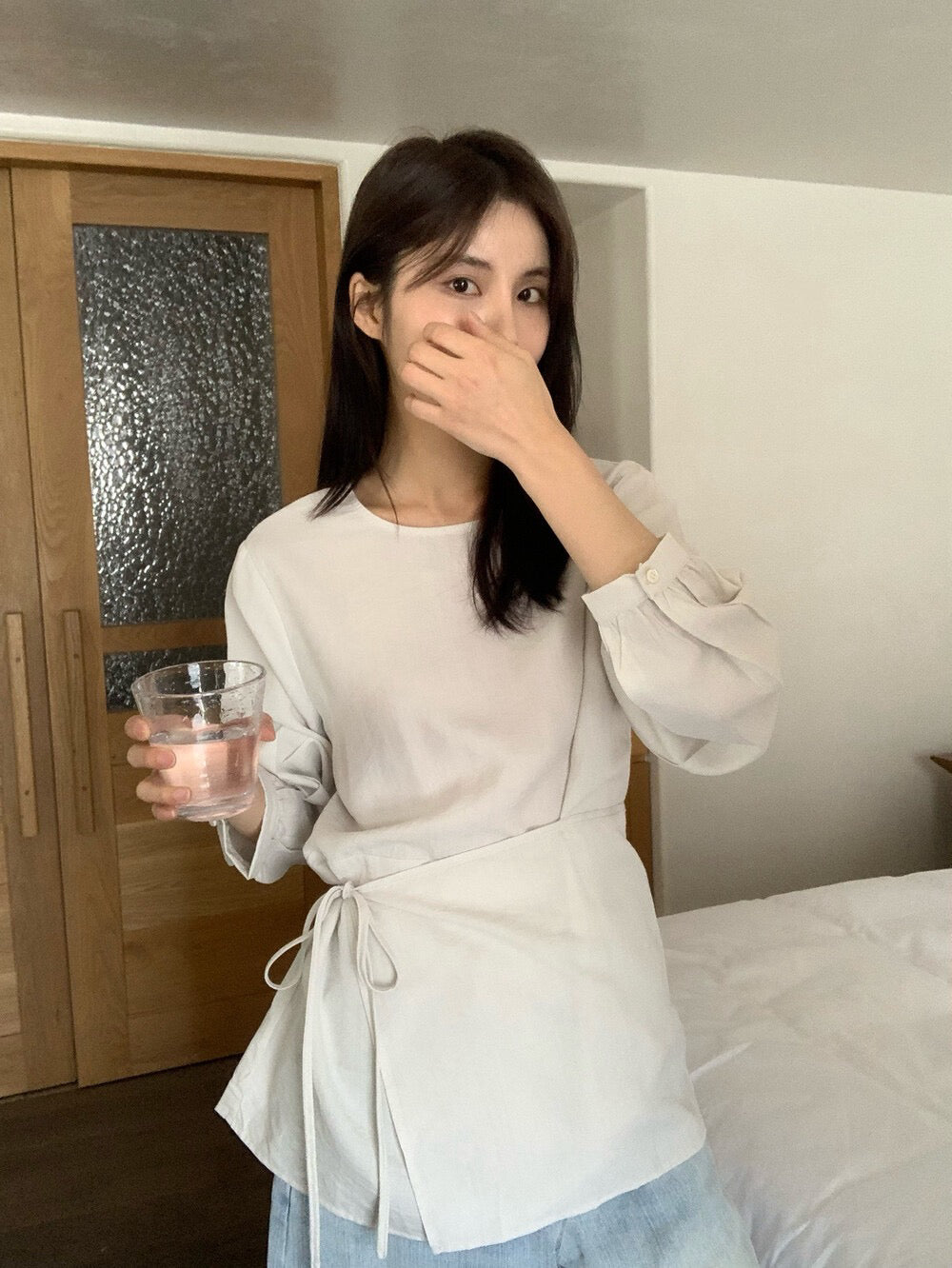 // 高質lyocell麻設計師感綁腰BL