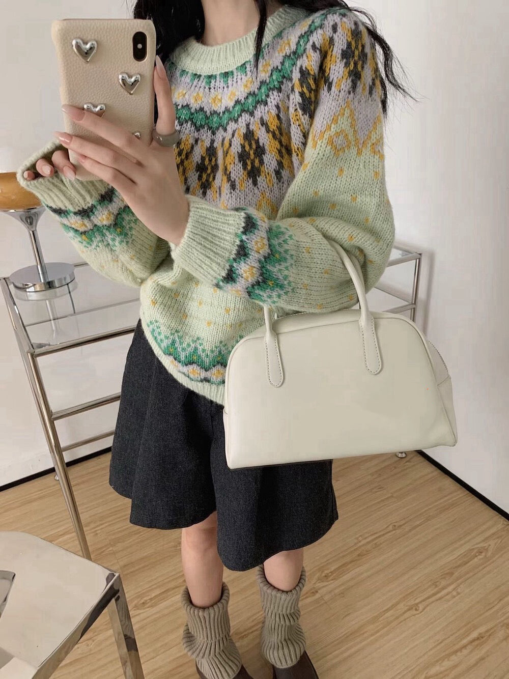 // 30%綿羊毛復古提花毛衣