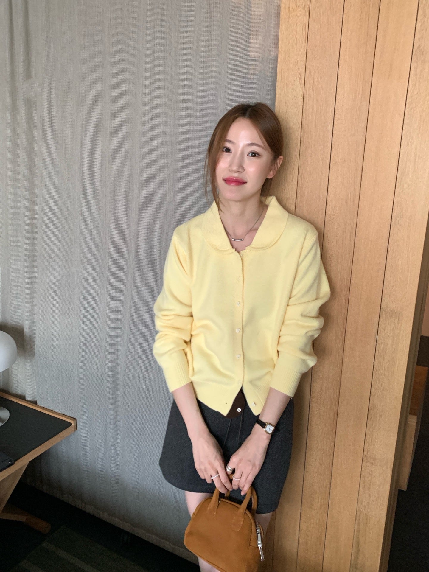 // 可愛圓邊翻領心心鈕扣開胸NT