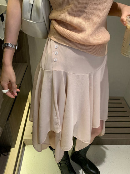 // 肌理感側鈕扣裝飾不規則SK