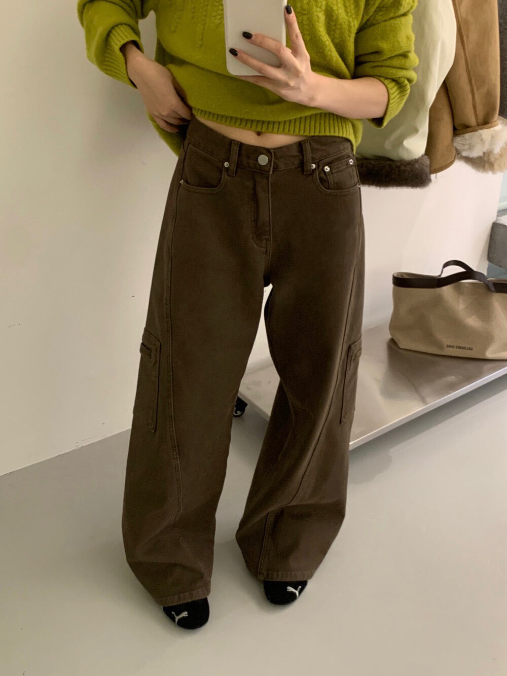 // 斜縫線工裝口袋褲