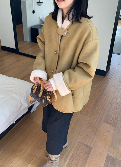 // 特別翻領設計皮毛一體中長外套