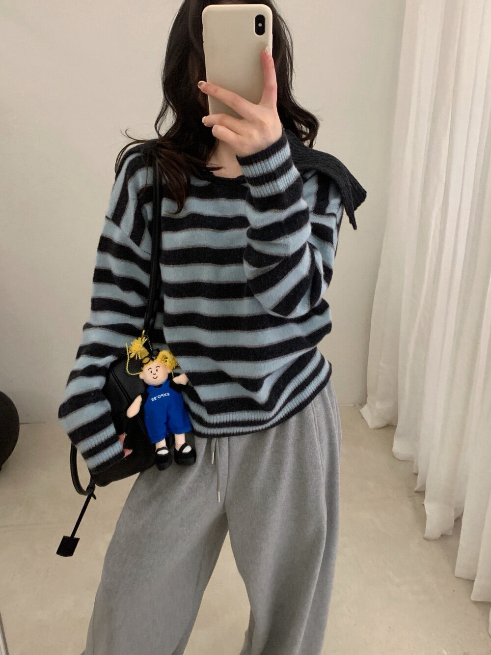 // 100%羊毛可拆領子柔軟間條NT