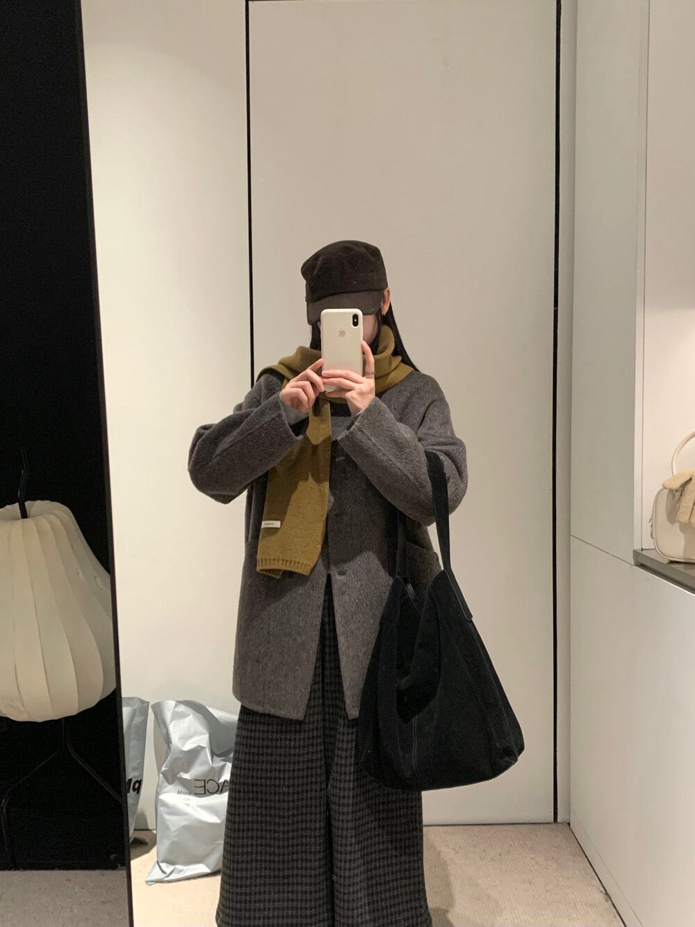 // 90%羊毛+10%羊駝毛小立領斜口袋手工外套