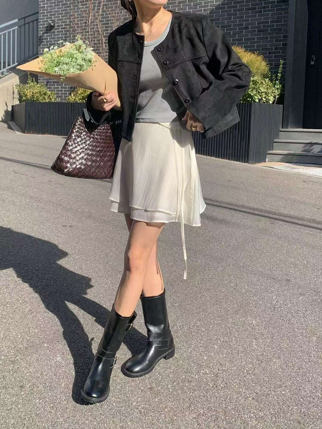 // 側綁腰兩層紗微魚尾SK