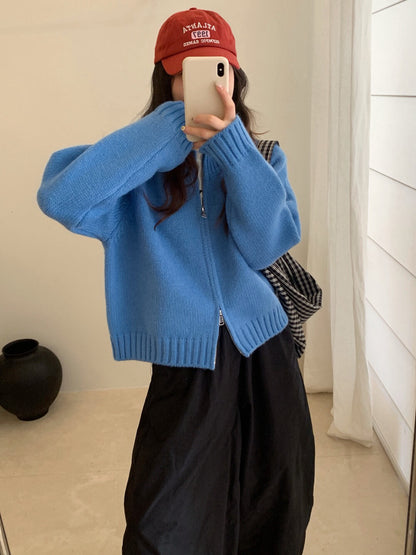 // 檔口爆款10色落肩拉鍊圓領CD