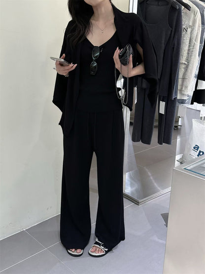 // 超氣質背心+外套+褲三件套