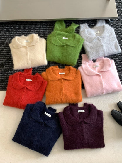 // 自帶柔光感40%兔絨圓翻領包扣NT