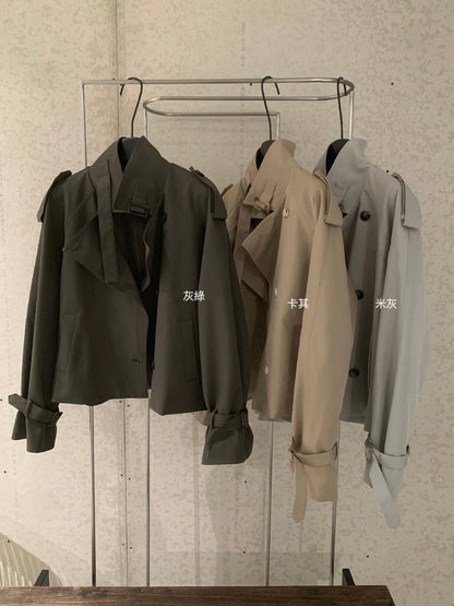 J38 / 高級感可立領帥氣短款trench coat