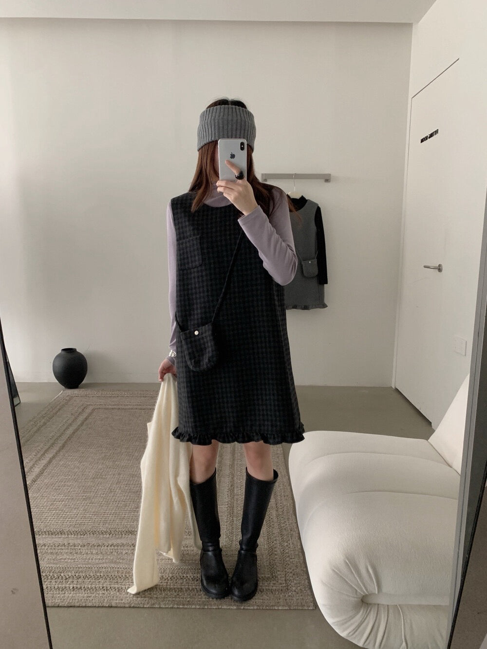 // 50%羊毛花邊腳背心毛呢OPS(連袋仔)