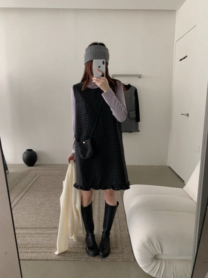 // 50%羊毛花邊腳背心毛呢OPS(連袋仔)