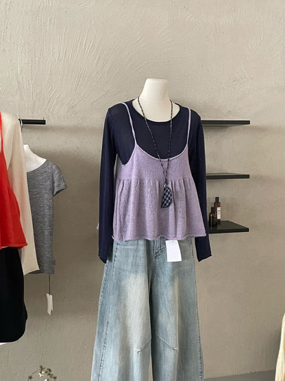 // 春季疊穿必備小吊帶+打底TEE套裝