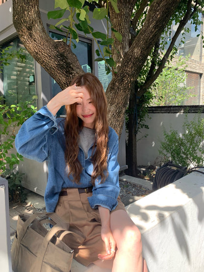 // 經典復古洗水色口袋SH