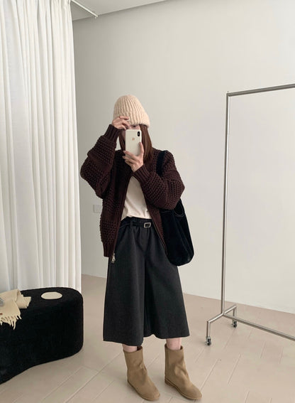 // 重工粗針織肌理感拉鍊CD