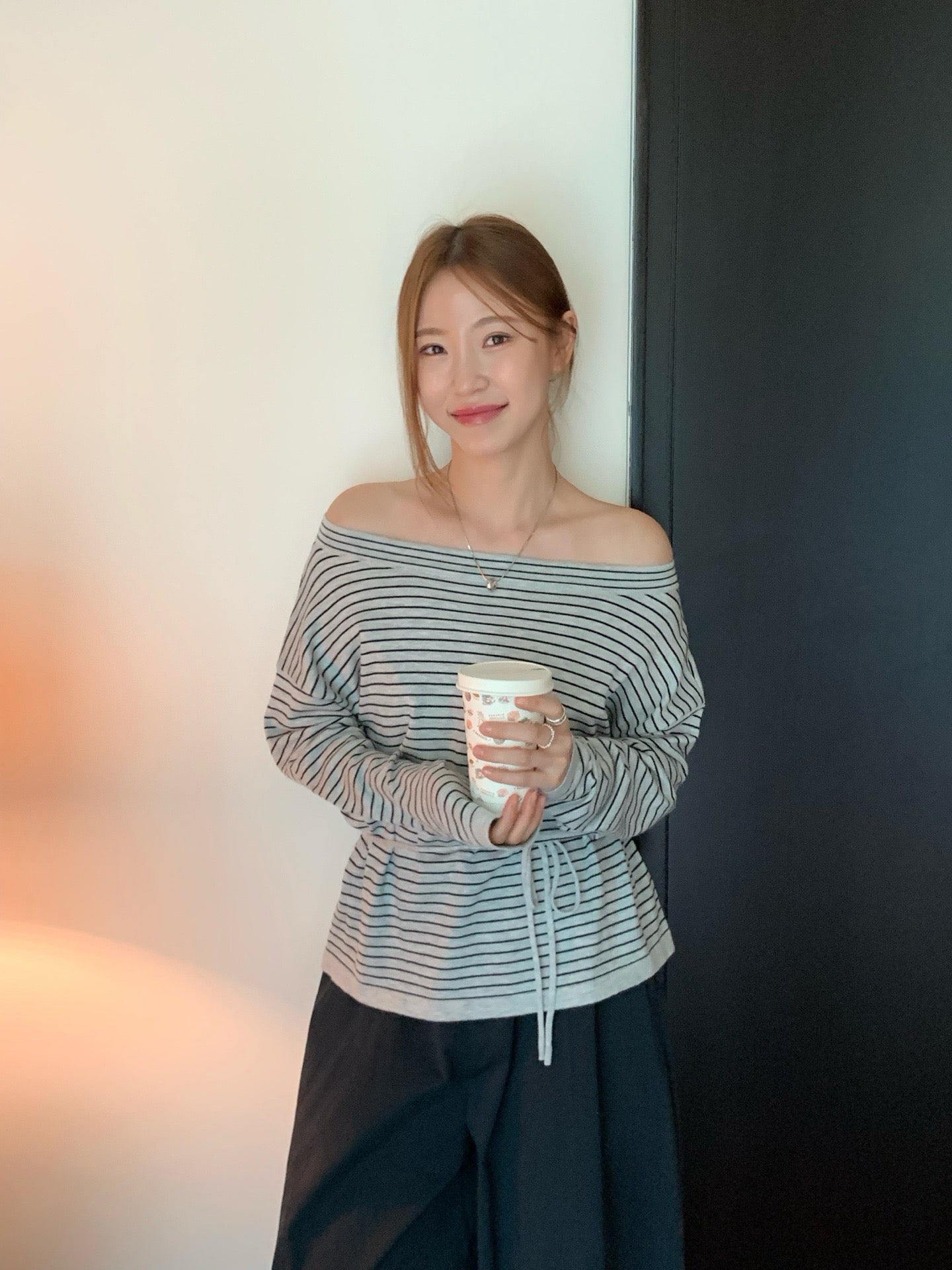 // 三種穿法8%wool親膚間條綁腰NT