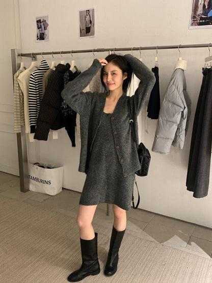 // 氣質針織背心OPS+外套套裝