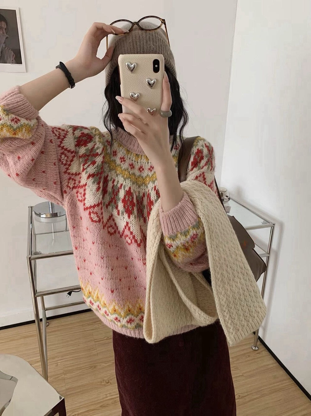 // 30%綿羊毛復古提花毛衣