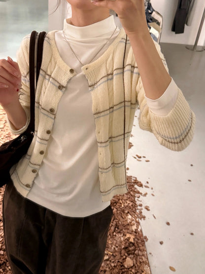 C29 / 復古撞色間條麻花針織毛衣外套(10%羊毛)
