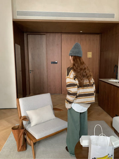 // 10%羊毛復古配色間條毛衣