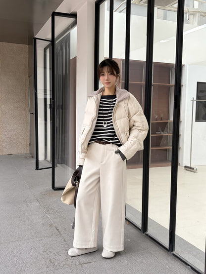 // 極簡BB絨九分直筒褲