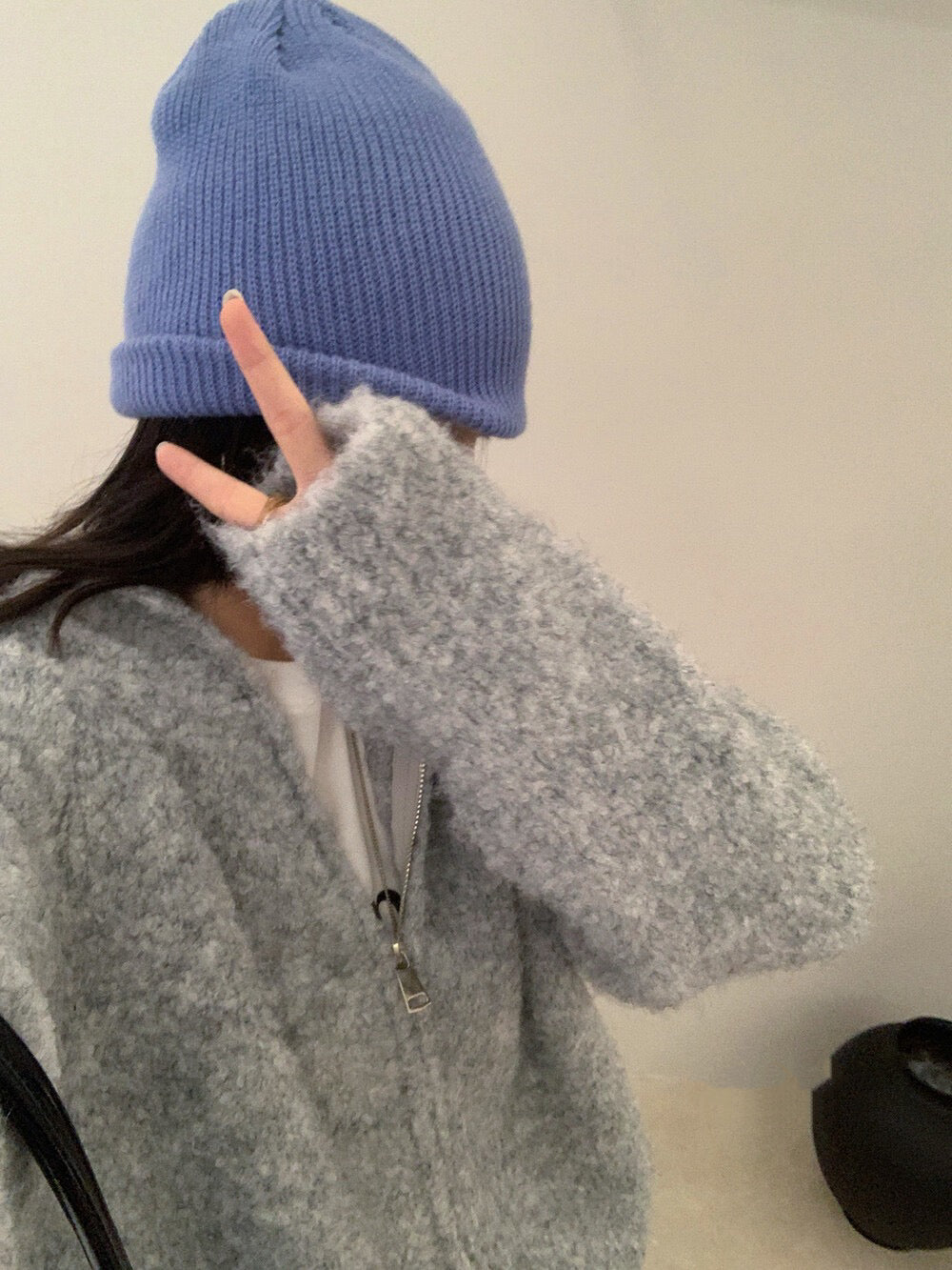 // 超軟糯圈圈羊毛連帽拉鍊CD