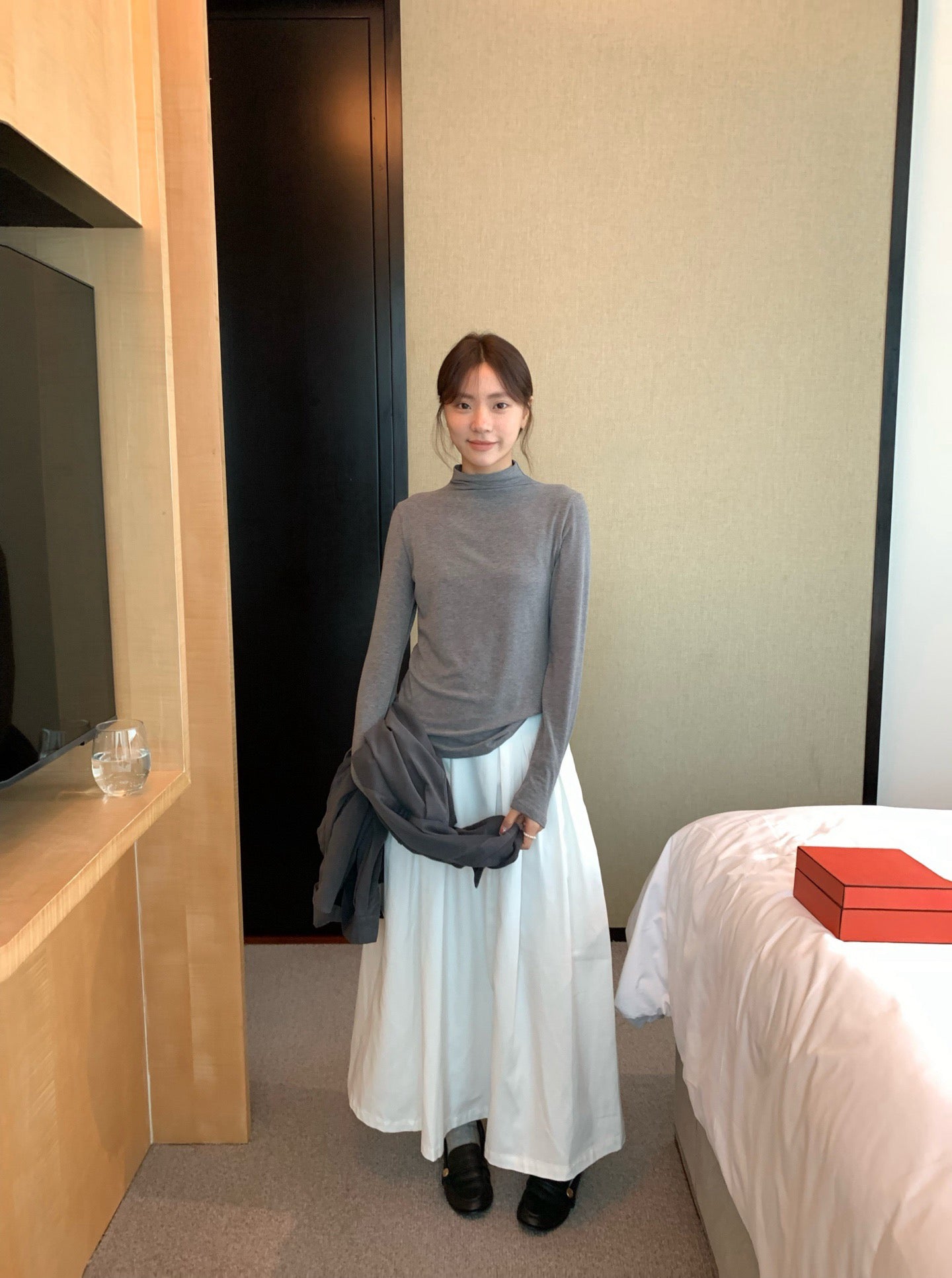 // lyocell壓褶遮肉休閒感SK