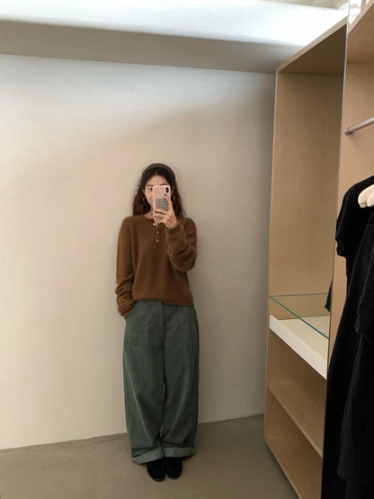 // 三粒鈕卷邊raccoon+wool NT