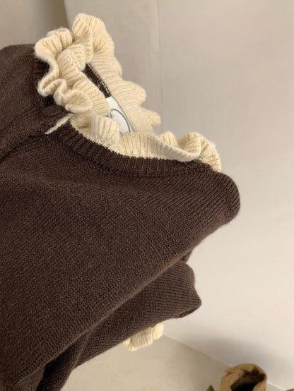 // 超美撞色花邊領+袖口CD