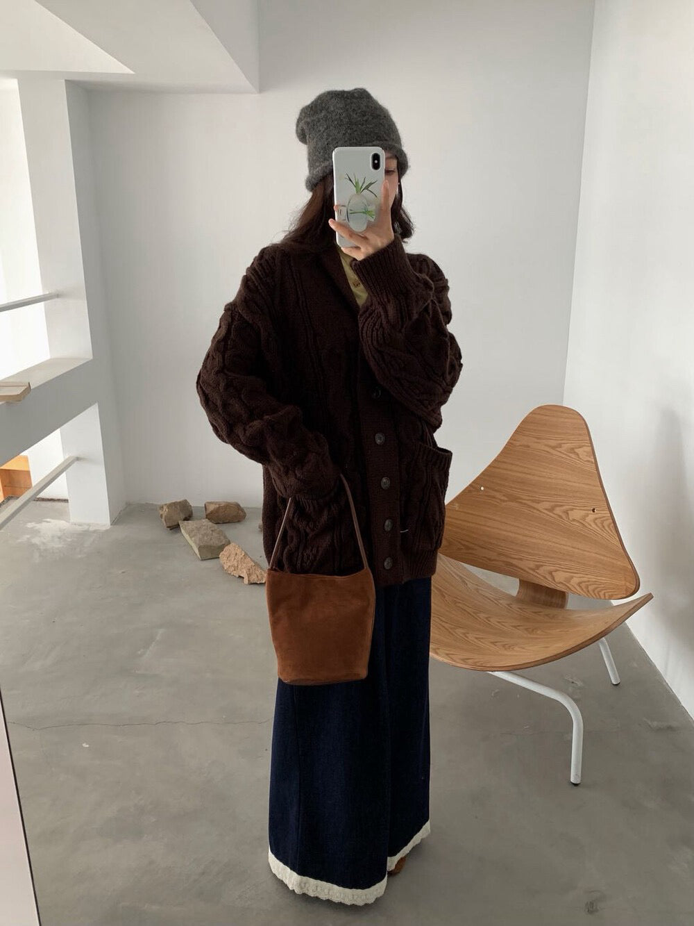 // 慵懶感麻花翻領中長CD