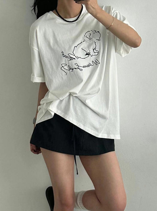 // 超可愛立體lace圍巾小狗TEE
