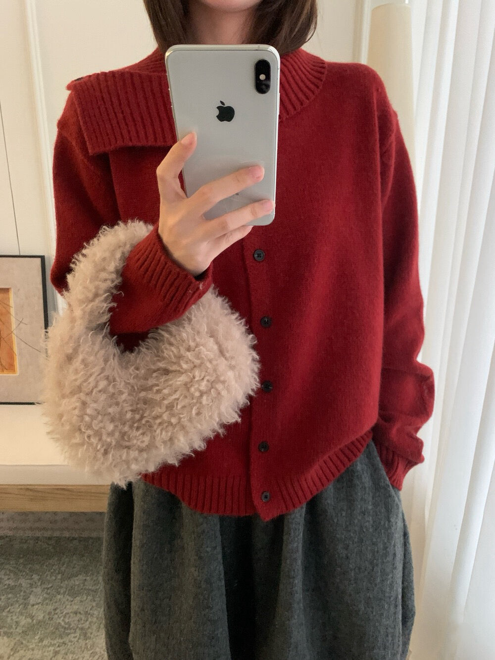 // 30%raccoon特別領口排扣毛衣