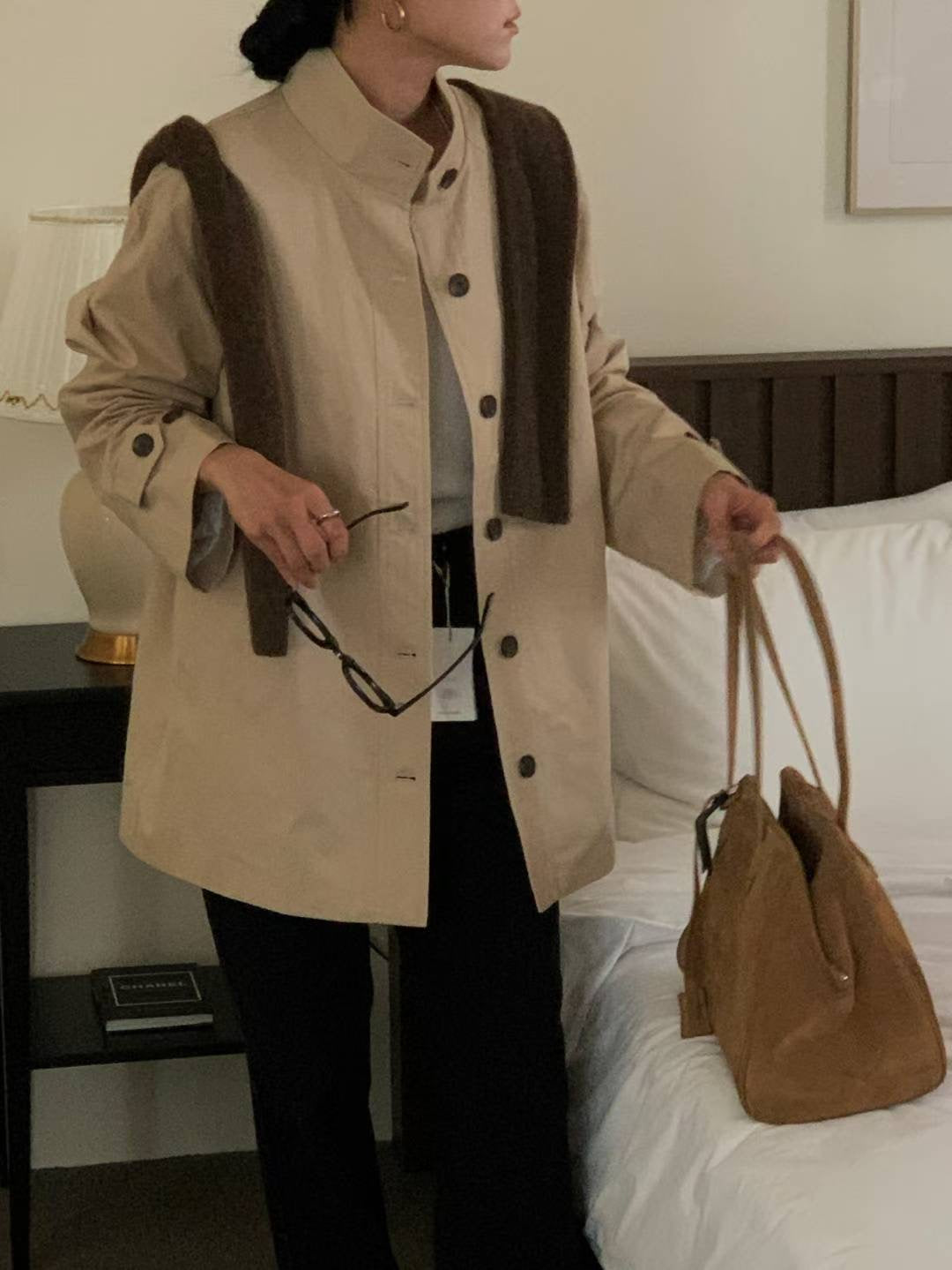 // 高品質立領中長trench coat