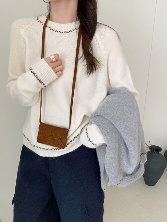 // 撞色穿插邊設計12%兔毛NT