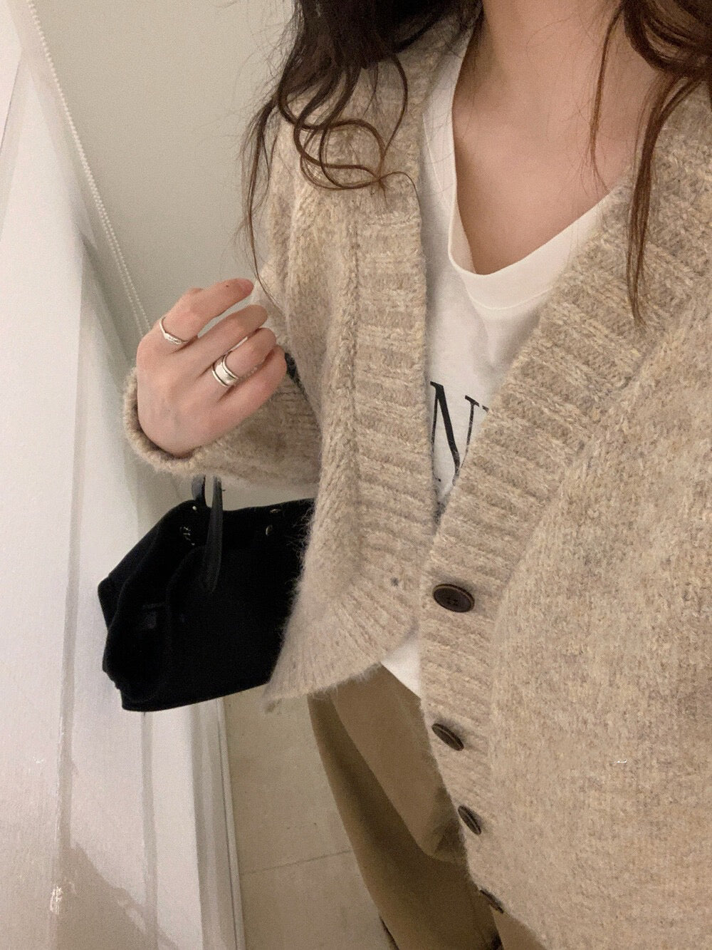 // 花線混色感慵懶寬鬆款中長CD