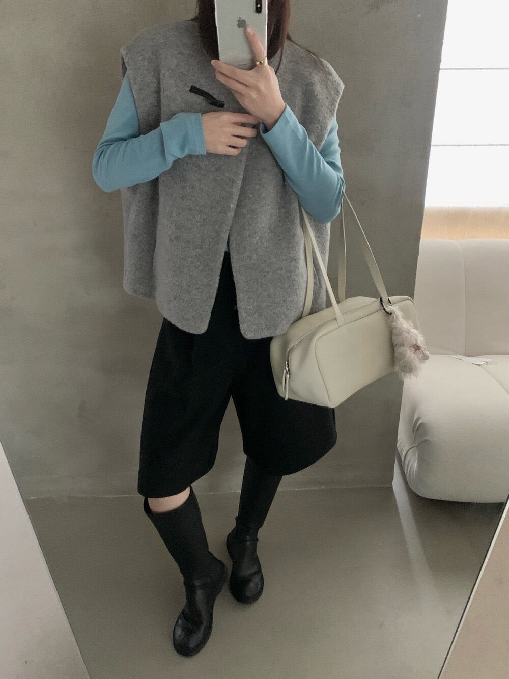 // 60%綿羊毛單鈕扣馬甲背心