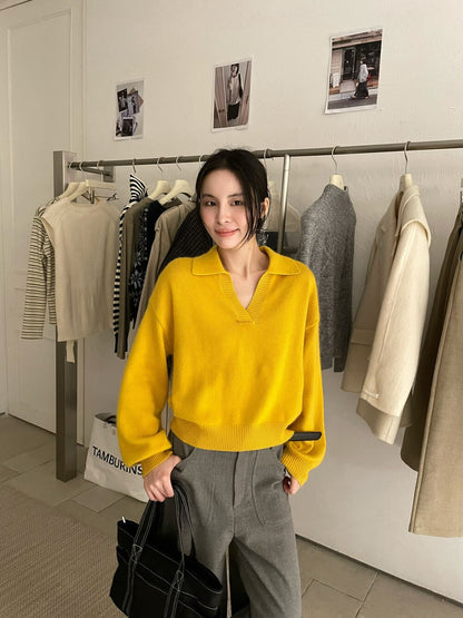 // 8%羊毛高級感小V翻領NT