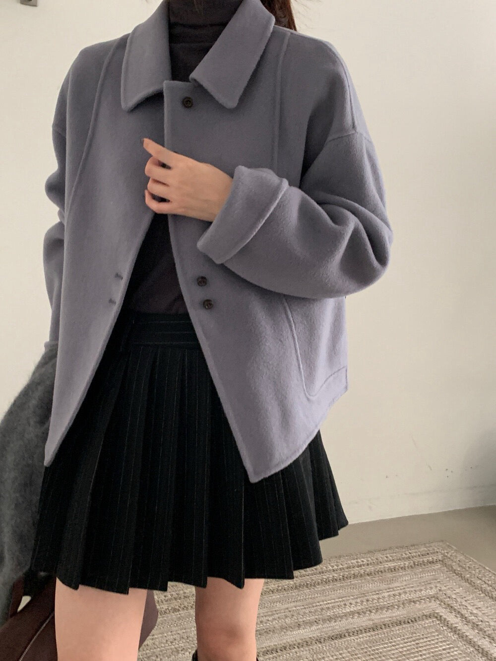 // 軟而不塌100%雙面羊毛特別鈕扣handmade外套