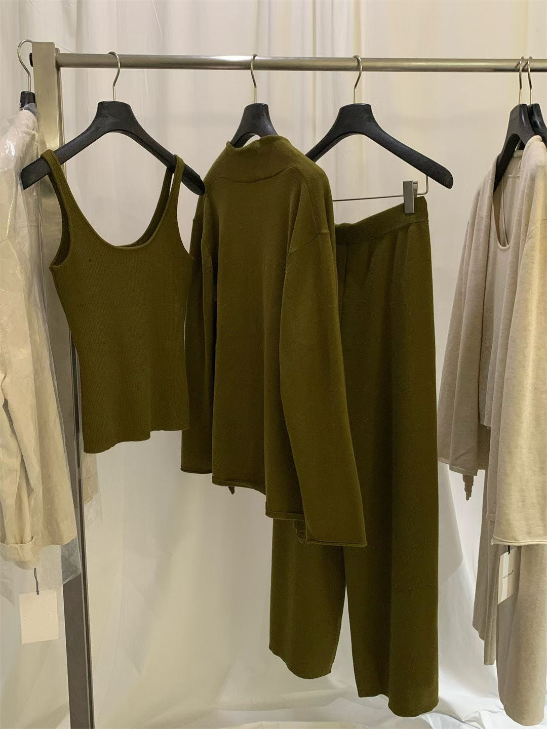 // 超氣質背心+外套+褲三件套