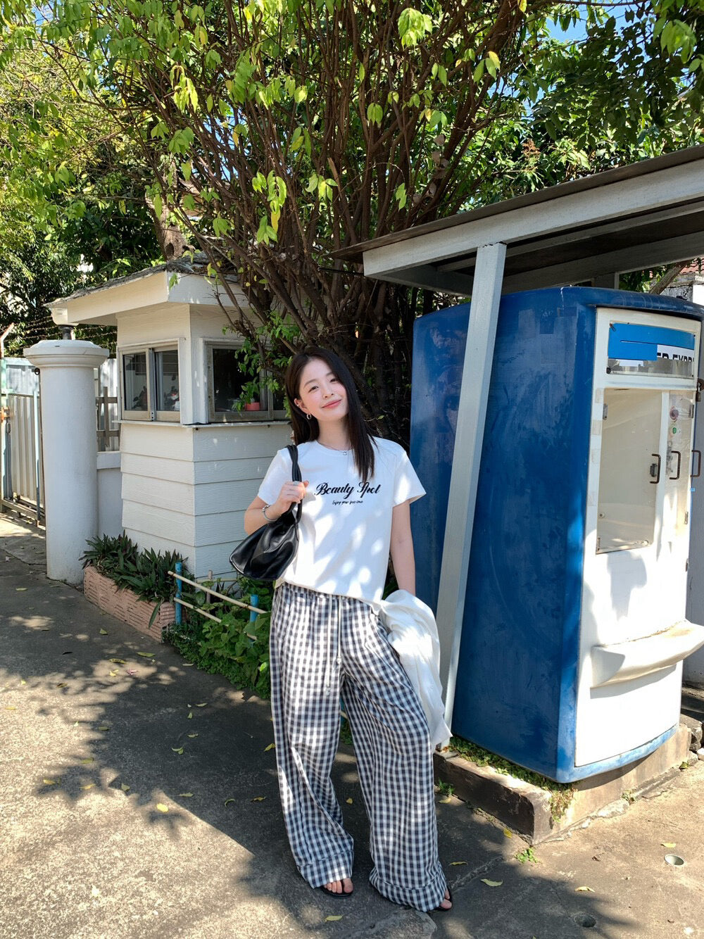 🗞️ 超韓粗褲腳格仔休閒褲