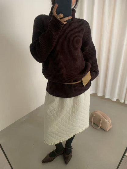 // 高領直坑紋親膚毛衣