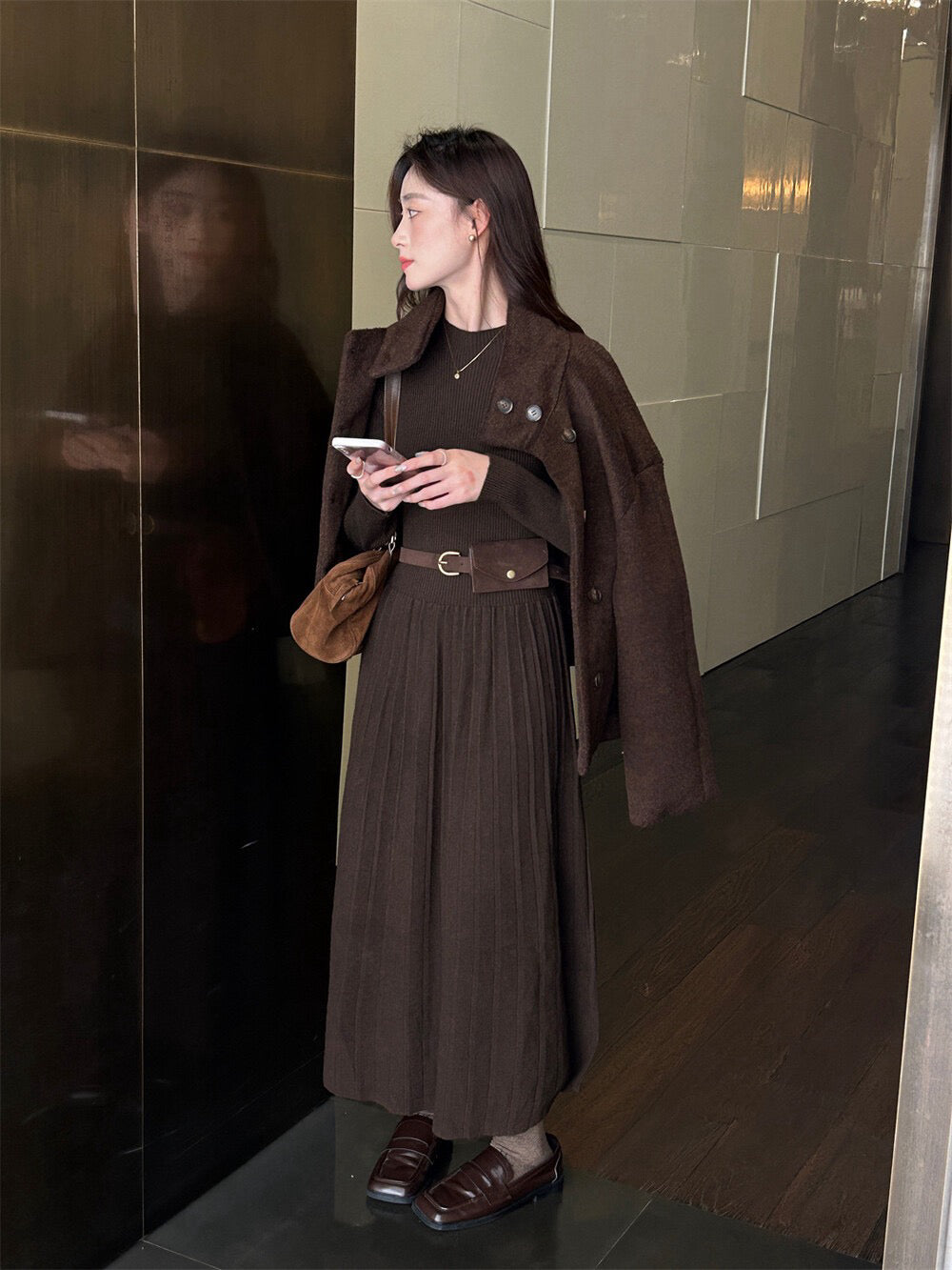 // 超顯瘦氣質百褶針織OPS