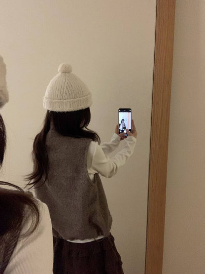 // 40%羊毛小立領拉鍊背心外套