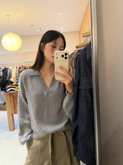 // 8%羊毛高級感小V翻領NT