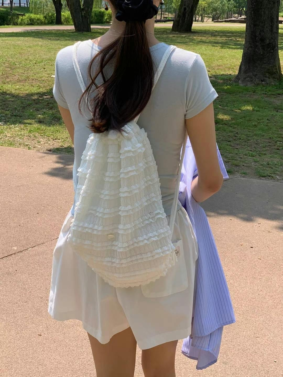 // 超可愛層層lace多背法袋仔