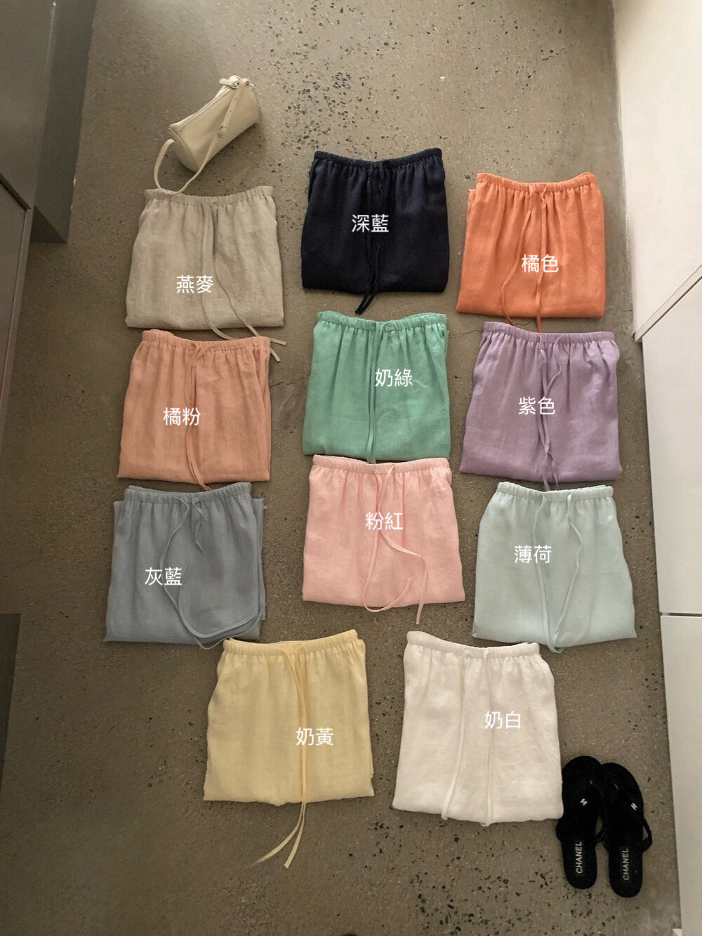 // 100%麻質後開叉綁帶腰SK