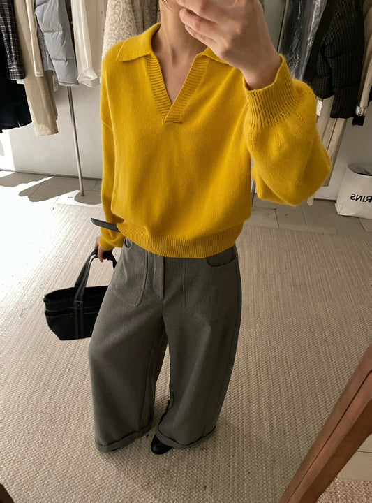 // 8%羊毛高級感小V翻領NT